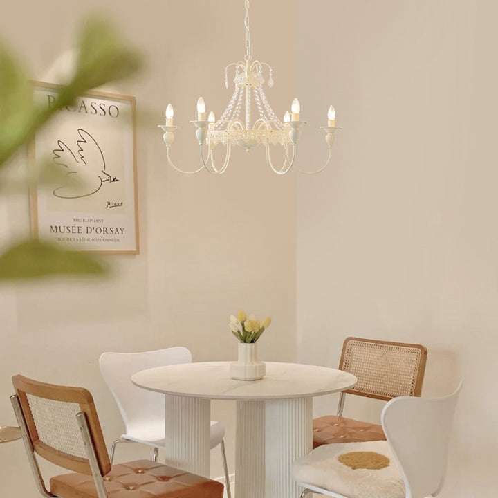 Candelabro Moderno Shabby Chic de Hierro con Cristales de 4/5/6/8 Luces para Sala de Estar 