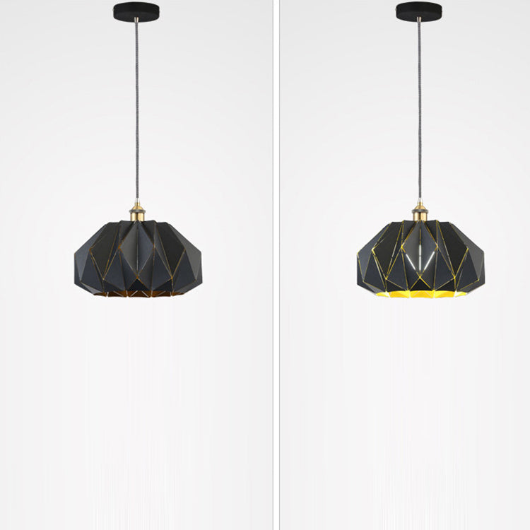 Contemporary Industrial Iron Aluminum Hollow Diamond 1-Light Pendant Light For Dining Room