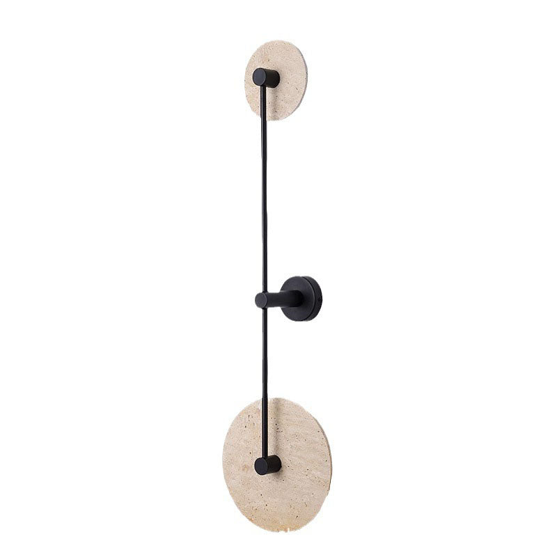 Moderne minimalistische geometrische Kreis Travertin Eisen 2-Licht Wandleuchte Lampe für Schlafzimmer 