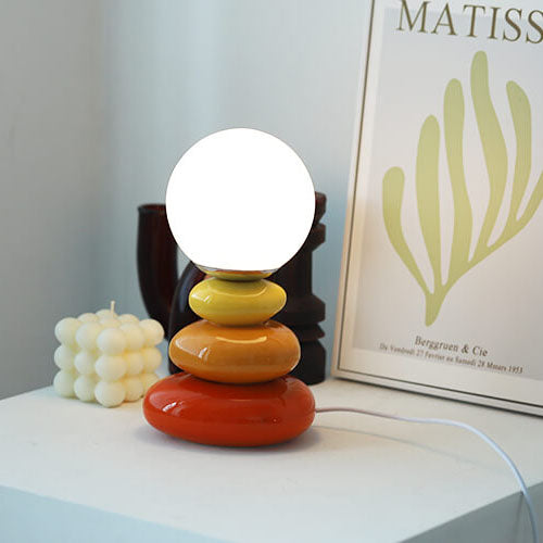Nordic Creative Keramik Bunte Gestapelte Steine LED USB Tischlampe 