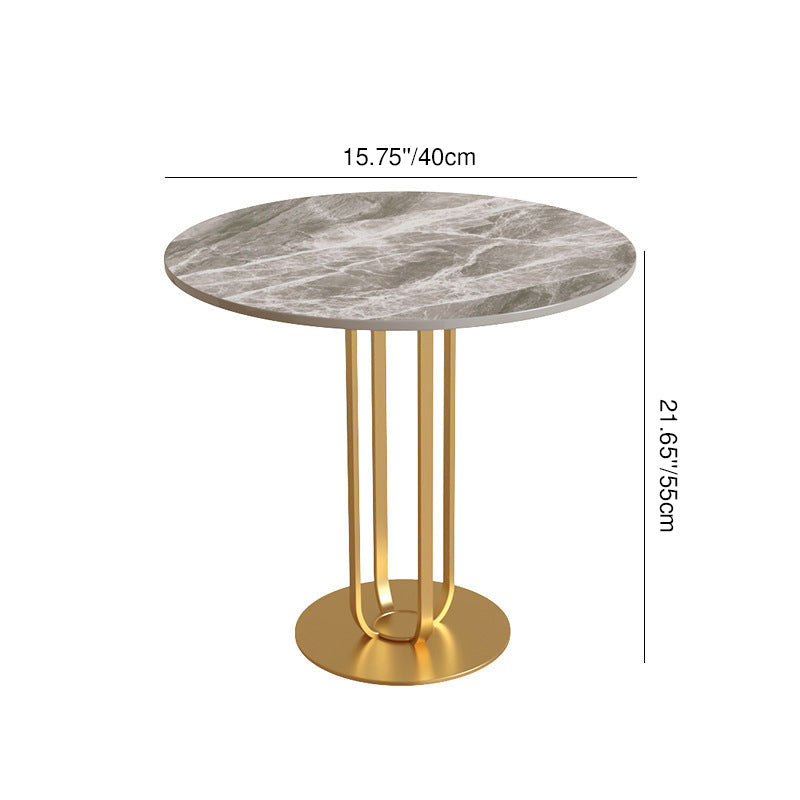 Mesa de centro redonda moderna y minimalista de losa de piedra y acero al carbono para sala de estar 