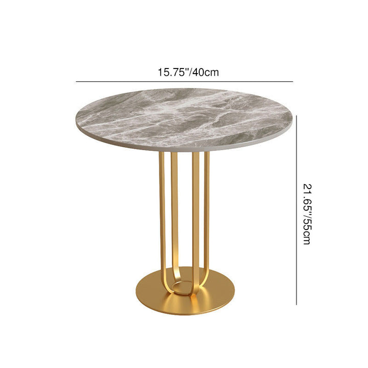 Mesa de centro redonda moderna y minimalista de losa de piedra y acero al carbono para sala de estar 