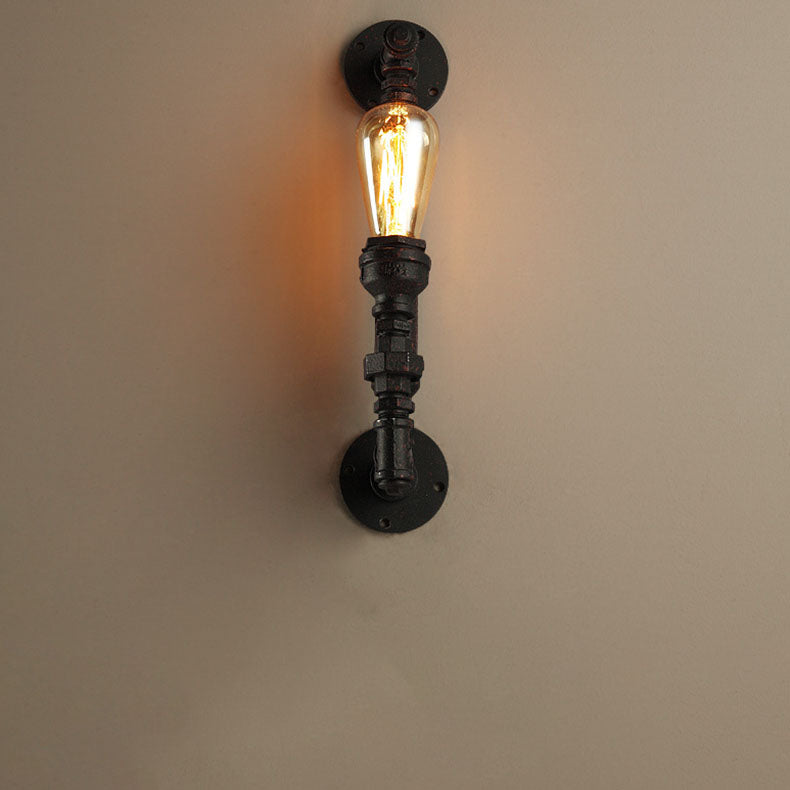 Traditionelle koloniale Wasserrohr-Wandleuchte aus Metall mit 1 Licht für Schlafzimmer 