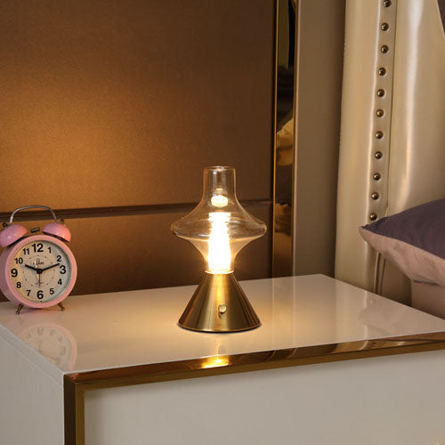 Zeitgenössische Einfachheit Glas Spinner Gyroskop Metall Basis LED USB Tisch Lampe Für Schlafzimmer 