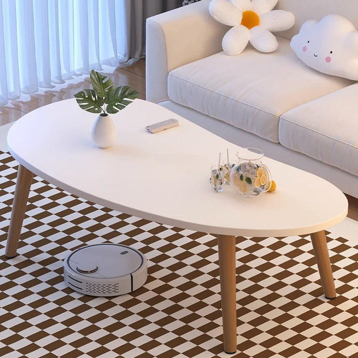 Modern Minimalist Mango Shape Oval MDF Pine Wood Coffee Table For Living Room