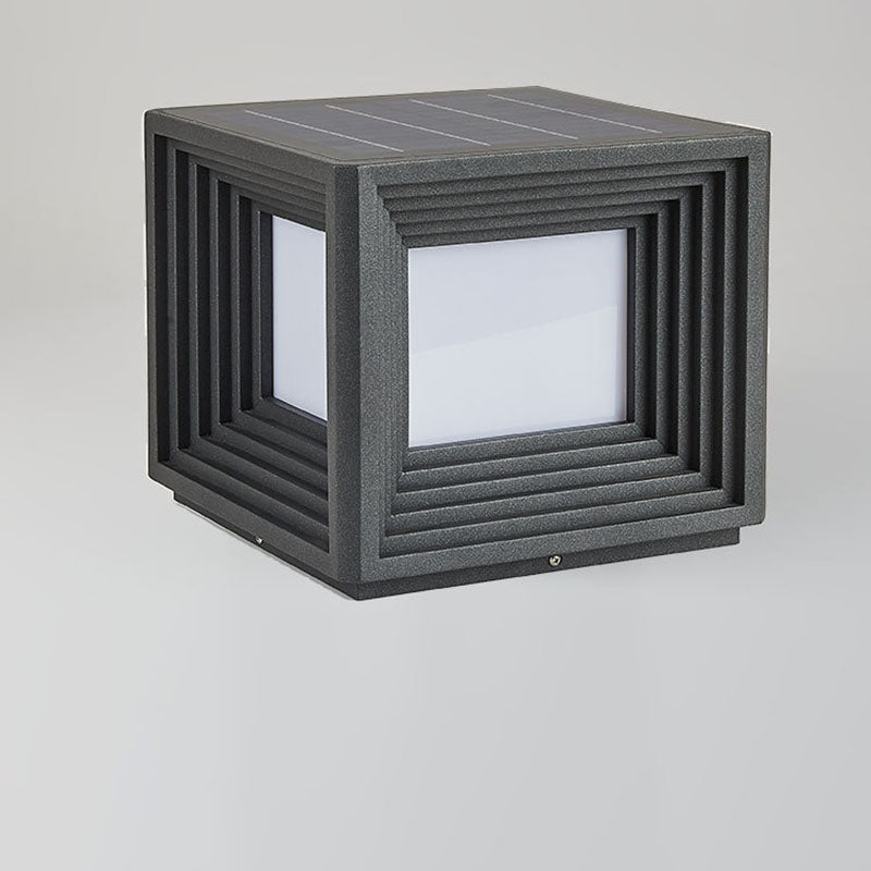 Luz de Cabeza de Poste LED de Acrílico de Acero Inoxidable Rectangular de Simplicidad Moderna para Patio Exterior 