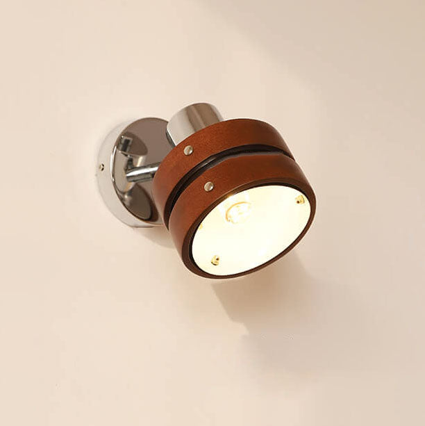 Applique murale japonaise rétro en fer noyer avec bras de lampe à 1 lumière 
