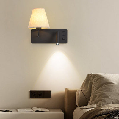 Moderne Einfachheit Eisen Aluminium Stoff Kegel 1-Licht Wandleuchte Lampe für Schlafzimmer 