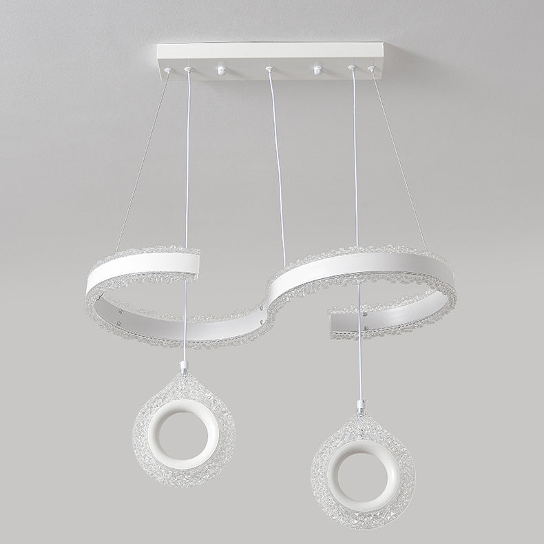 Zeitgenössischer skandinavischer runder Halbkreis-LED-Kronleuchter aus Eisen, Aluminium, Acryl für Wohnzimmer 