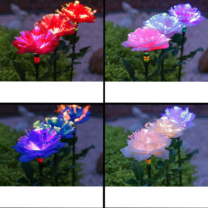 Zeitgenössische kreative Solar-Edelstahl-Fabric-Rosen-LED-Außenbodensteckleuchte für den Garten 