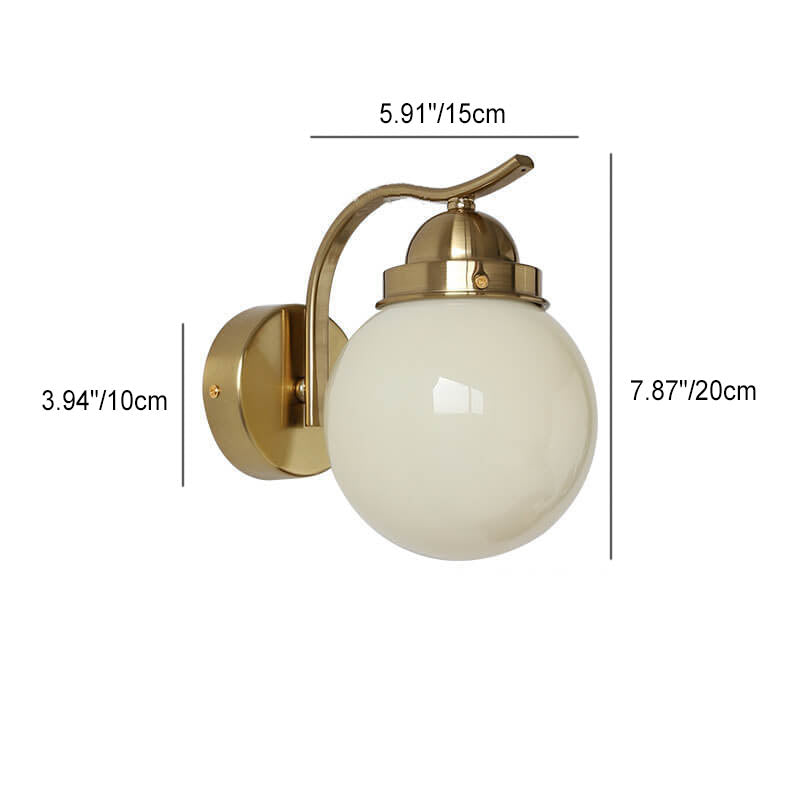 Lámpara Aplique de Pared de 1 Luz con Bola de Vidrio de Simplicidad Moderna para Sala de Estar 