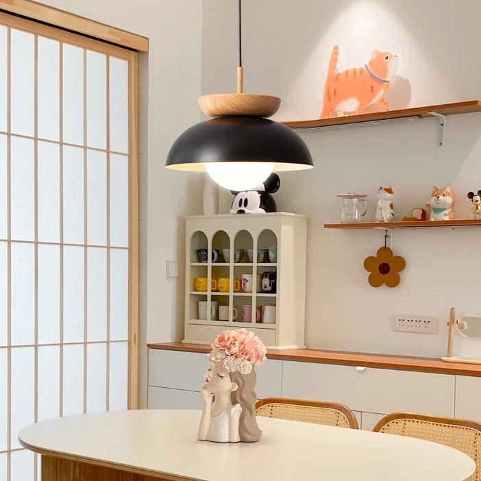 Lustre suspendu rond minimaliste moderne en fer à 1 lumière pour salon 