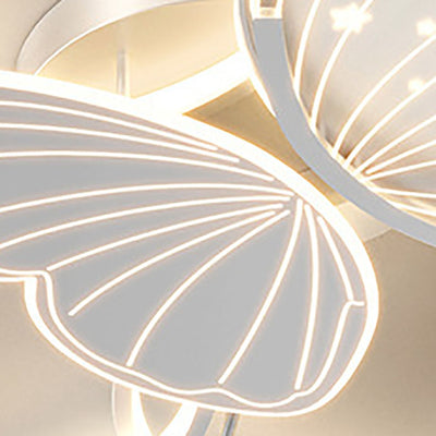 Luz de techo LED empotrada de hierro acrílico creativa contemporánea con mariposa para dormitorio 