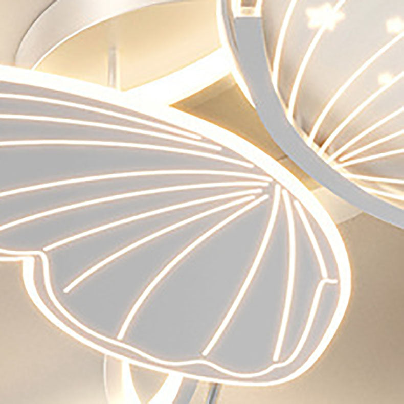 Luz de techo LED empotrada de hierro acrílico creativa contemporánea con mariposa para dormitorio 