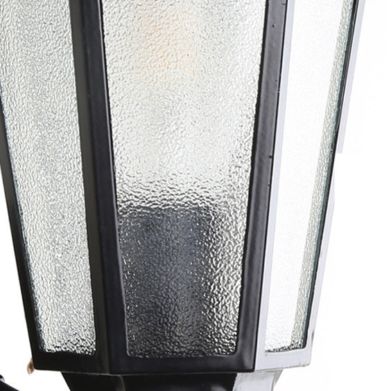 Cadre hexagonal en aluminium industriel contemporain avec verre dépoli, applique murale extérieure à 1 lumière pour jardin 