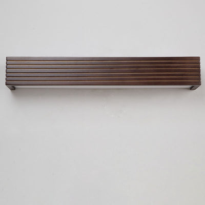 Traditional Chinese Striped Wood Cuboid LED Vanity Mirror Front Wall Sconce Lamp For Bathroom