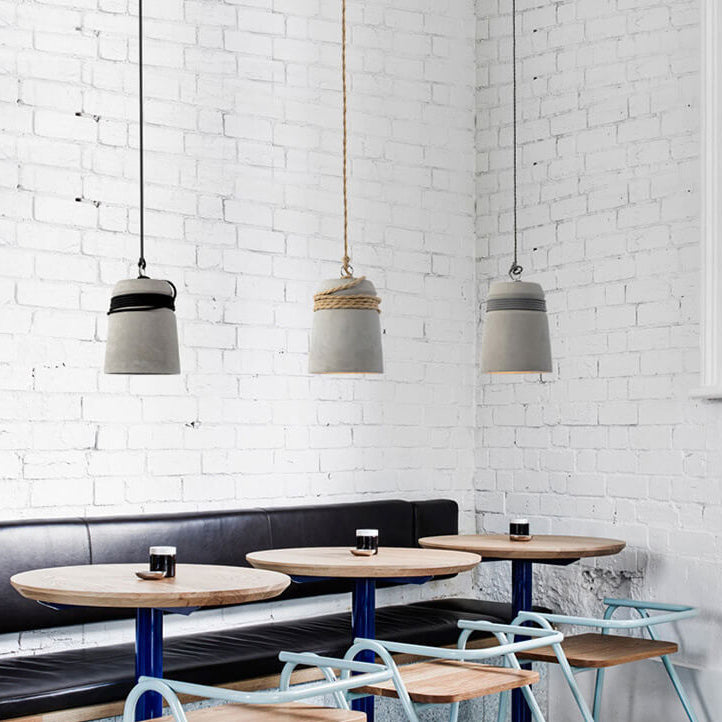 Zeitgenössische industrielle Zylinder-Zement-Pendelleuchte mit 1 Licht für Wohnzimmer 