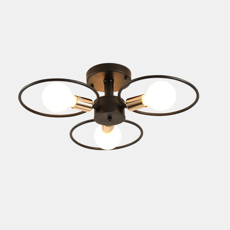 Contemporary Nordic Flower Ring Iron 3/6/9 Light Semi-Flush Mount Ceiling Light For Living Room &amp; Bedroom