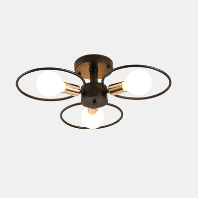 Nordischer Industrieller Blumenring Eisen 3/6/9 Licht Semi-Flush Mount Deckenleuchte 