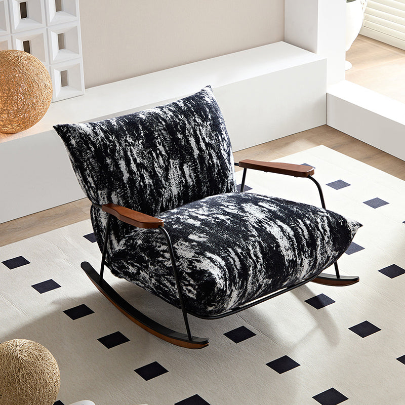 Contemporary Retro Square Fabric Iron Shake Accent Chair Backrest Armr ...
