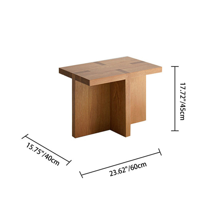 Table d'appoint carrée japonaise traditionnelle en chêne blanc à 3 pieds pour salon 