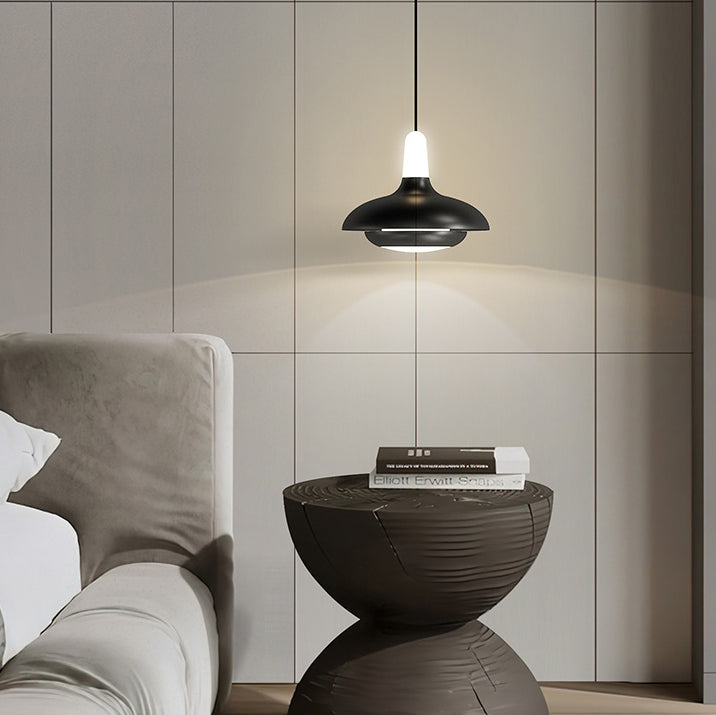 ضوء قلادة LED من الألومنيوم والحديد بتصميم قبة دائرية حديثة بسيطة لغرفة النوم 