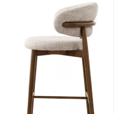 Tabouret de bar rond en tissu nordique contemporain avec dossier et repose-pieds pour salle à manger 