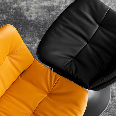 Taburete de barra con respaldo contemporáneo nórdico base redonda cojín rectangular cuero nappa espuma estructura de metal para comedor 