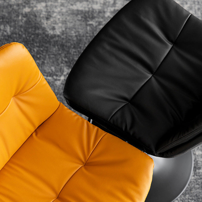 Taburete de barra con respaldo contemporáneo nórdico base redonda cojín rectangular cuero nappa espuma estructura de metal para comedor 