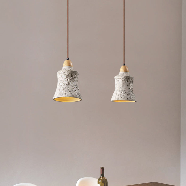 Zeitgenössische industrielle Kuppel konische Massivholz Zement 1-Licht Pendelleuchte für Wohnzimmer 