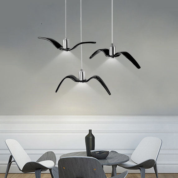 Personnalité créative nordique Suspension LED en fer forgé avec mouette 