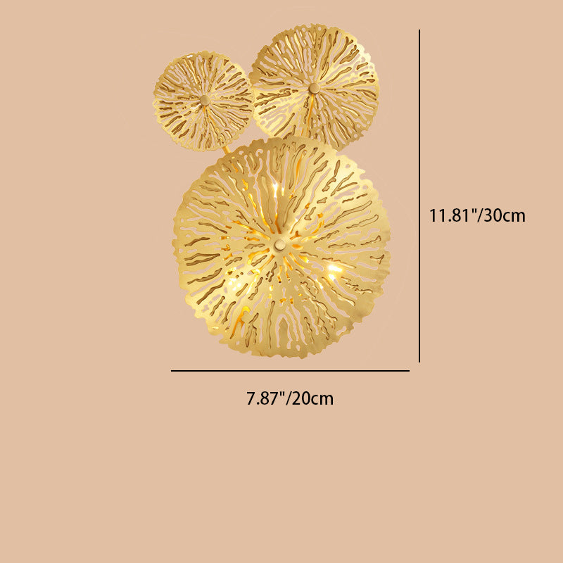 Moderne Luxus Vollkupfer Hohl Lotusblatt Cluster 3/5/7-Licht Wandleuchte Lampe für Wohnzimmer 