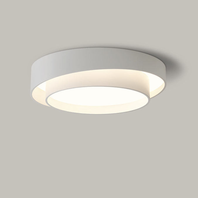 Simplicité Contemporaine Plafonnier LED en Fer à Deux Couches avec Abat-jour Rond pour Salon 