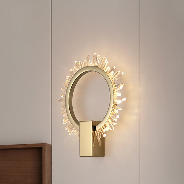 Applique murale LED design tournesol en cristal inoxydable de luxe contemporain pour salon 