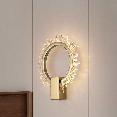 Zeitgenössische Luxus Edelstahl Kristall Sonnenblumen Design LED Wandleuchte Lampe Für Wohnzimmer 