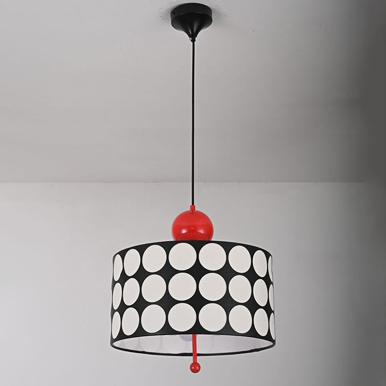 Contemporary Retro Drum Checkerboard Faux Leather Lampshade 3-Light Pendant Light For Dining Room