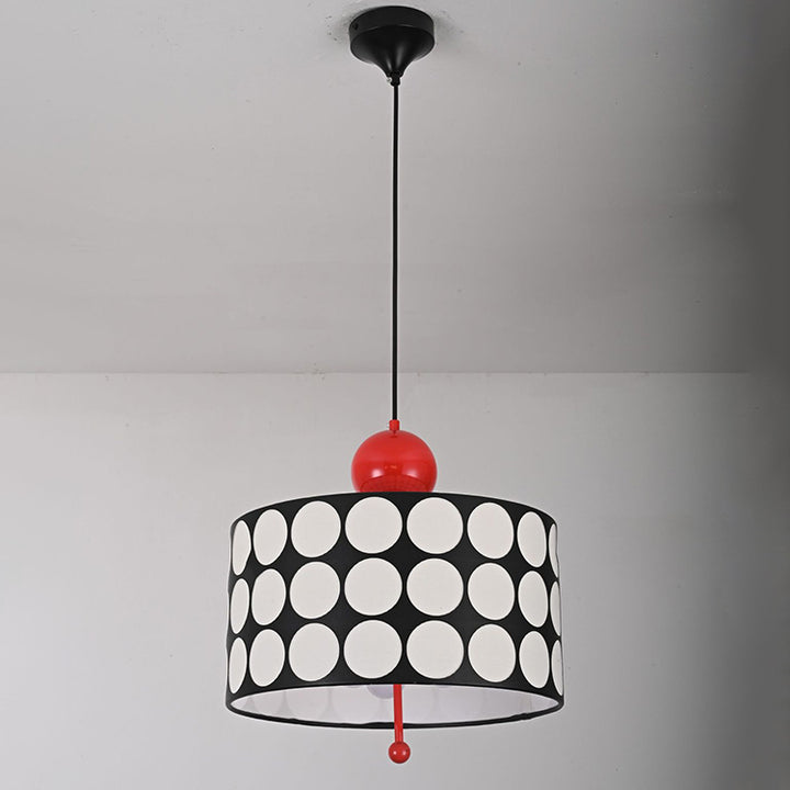 Contemporary Retro Drum Checkerboard Faux Leather Lampshade 3-Light Pendant Light For Dining Room