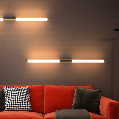 Moderne minimalistische lange Zylinder Rechteck Basis Eisen PC LED Wandleuchte Lampe für Schlafzimmer 