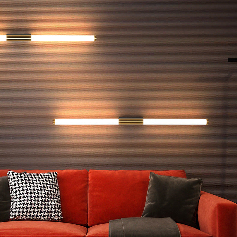 Moderne minimalistische lange Zylinder Rechteck Basis Eisen PC LED Wandleuchte Lampe für Schlafzimmer 
