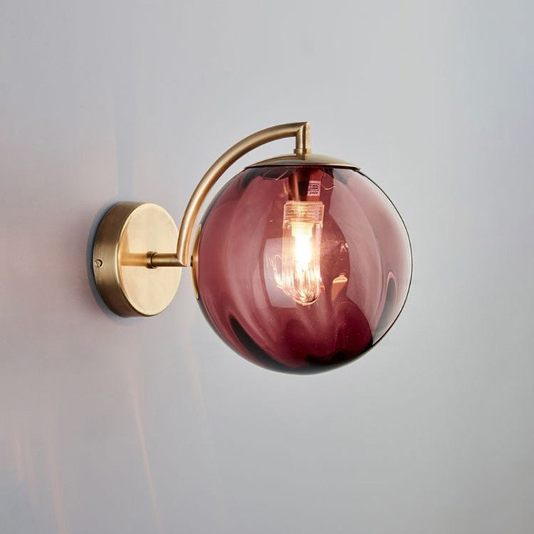 Zeitgenössische skandinavische runde Kugel Eisen Glas 1-Licht Wandleuchte Lampe für Wohnzimmer
