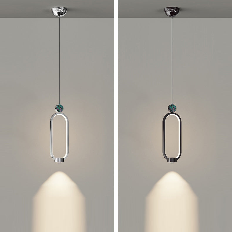 Lustre LED en aluminium avec anneau elliptique géométrique minimaliste moderne en cristal pour salon 
