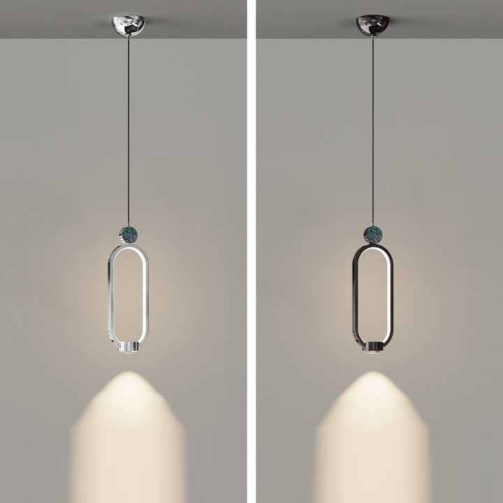 Lustre LED en aluminium avec anneau elliptique géométrique minimaliste moderne en cristal pour salon 