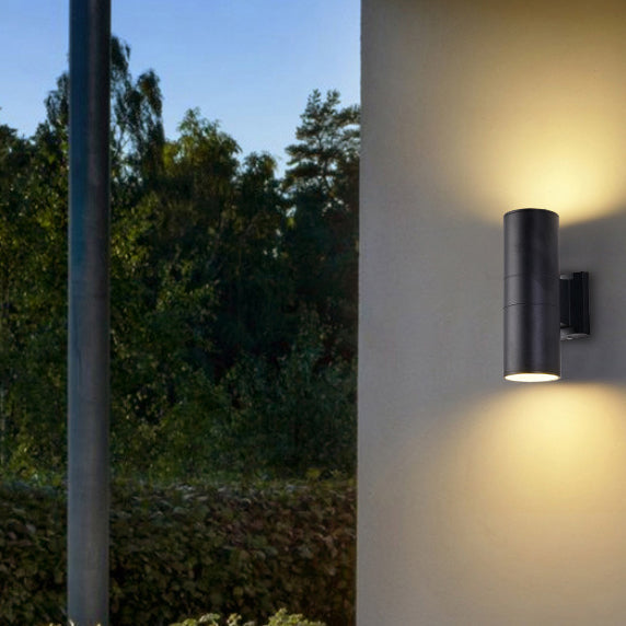 Contemporary Industrial Cylindrical Aluminum Glass Up And Down Luminous LED Waterproof Wall Sconce Lamp For Outdoor Patio