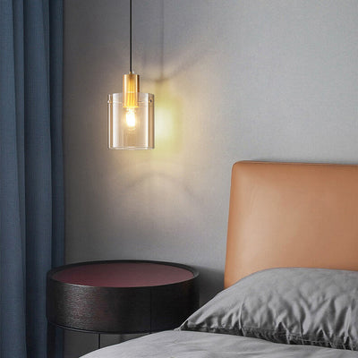 Nordic Minimalist Glass Cylinder Jar 1-Light Pendant Light