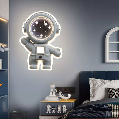 Luz de techo empotrada astronauta de resina acrílica metálica creativa contemporánea para dormitorio 