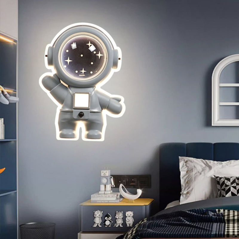 Luz de techo empotrada astronauta de resina acrílica metálica creativa contemporánea para dormitorio 