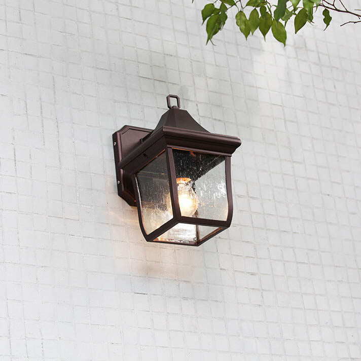 Lámpara de Aplique de Pared Exterior de 1 Luz de Aleación de Aluminio Retro Contemporáneo con Vidrio para Jardín 