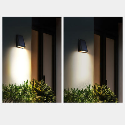 Moderne minimalistische rechteckige trapezförmige ABS PC LED Wandleuchte Solarlampe für Garten 