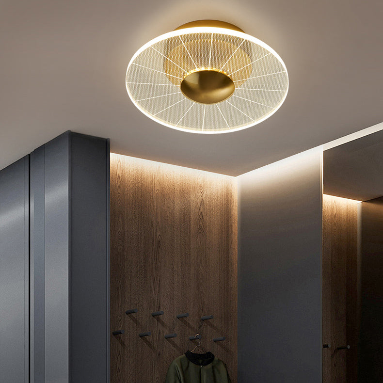 Lustre semi-encastré LED en acrylique à motif géométrique circulaire vertical de luxe contemporain pour salon 