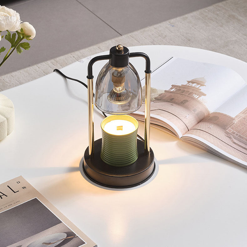 Lámpara de mesa rectangular nórdica contemporánea de hierro y vidrio cónico de 1 luz con cera derretida para dormitorio 